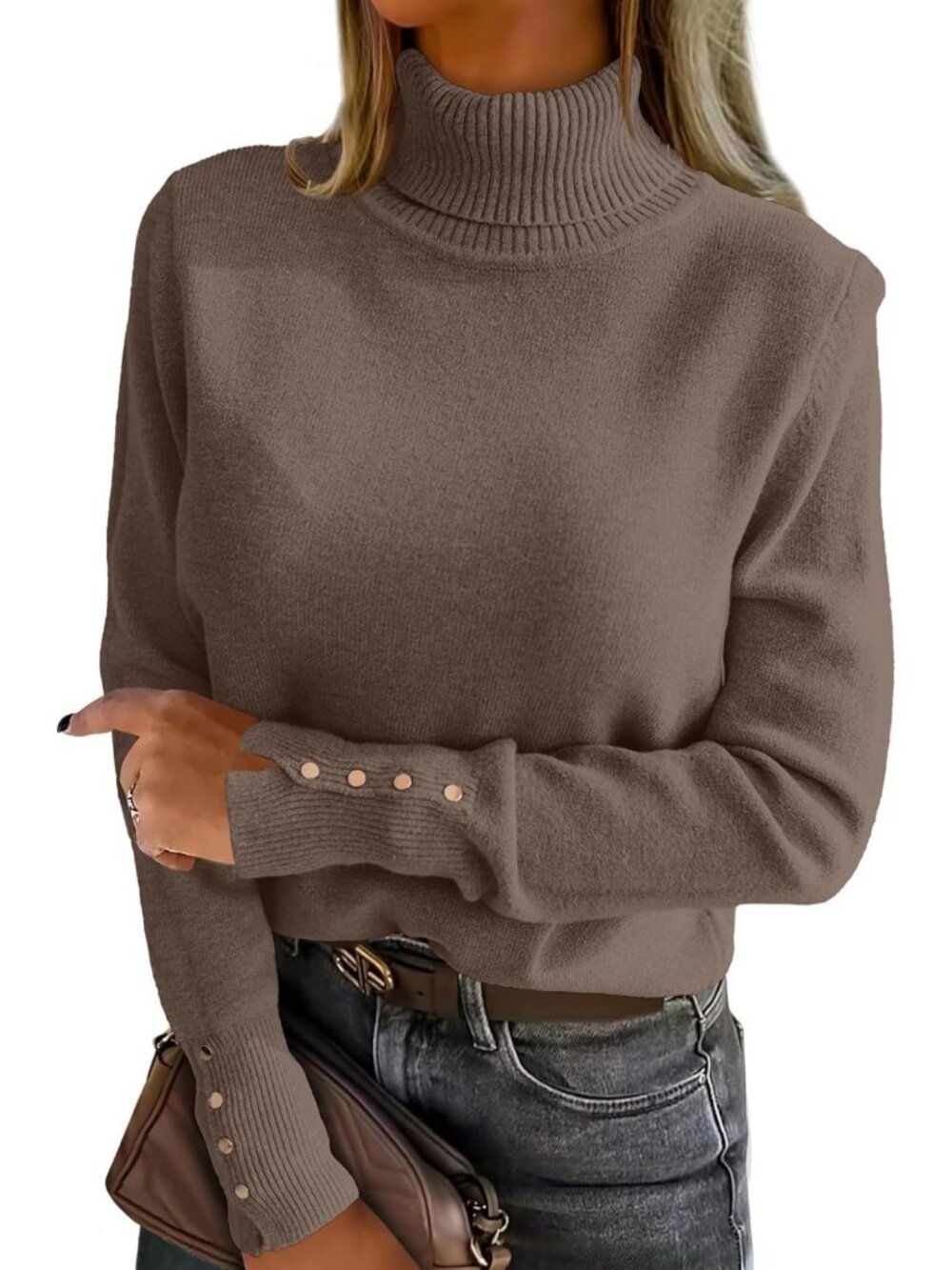 Cozy Turtleneck Sweater for Women | Long Sleeve Ribbed Pullover Top, Fall Winter